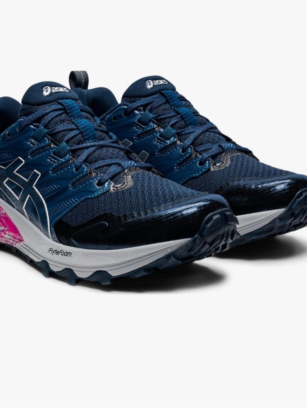 ASICS Women's Athletic Trail Shoes - Navy with Pink Accent